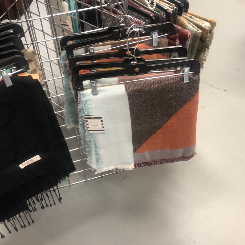Orange Block Plaid Blanket Scarf - Picture 4 of 4